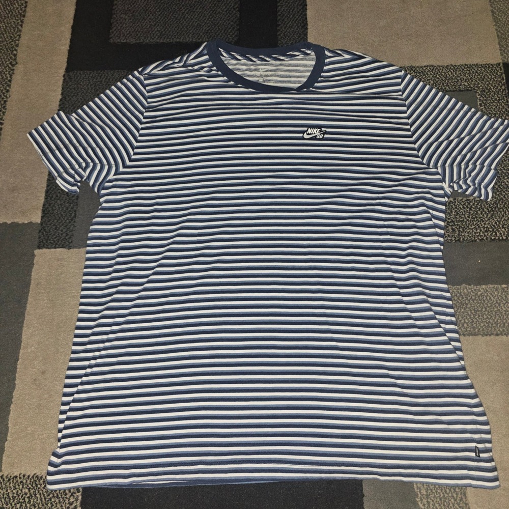 Nike SB Striped T-Shirt Mens XXL Blue Excellent